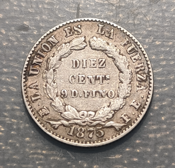 BOLIVIA 10 CENTAVOS 1875 FE KM 158.2 "9D" MBC/MBC+ - Imagen 2