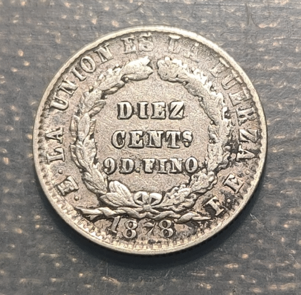 BOLIVIA 10 CENTAVOS 1878 FE KM 158.2 MBC-/MBC - Imagen 2