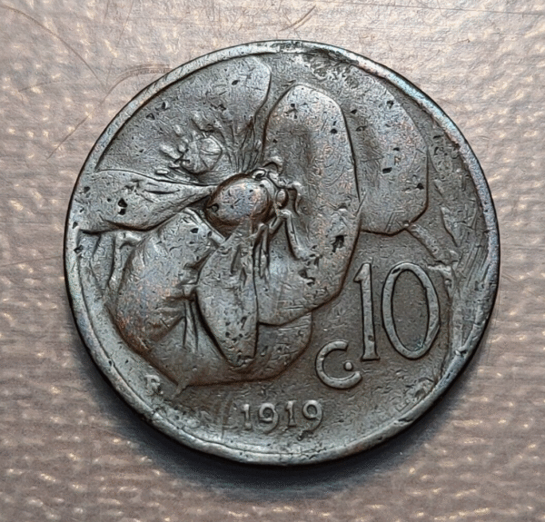 ITALIA VITTORIO EMANUELE III 10 CENTESIMI 1919 ESCASA SCARCE