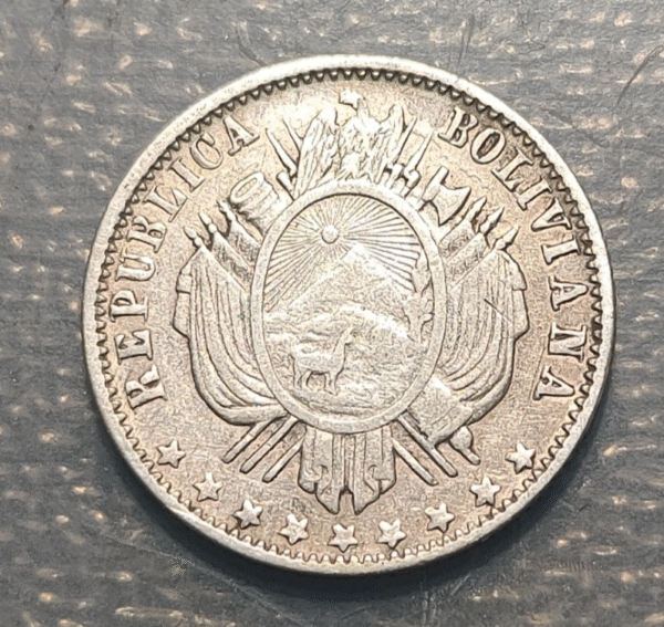 BOLIVIA 10 CENTAVOS 1876 KM 158.2 MBC-/MBC