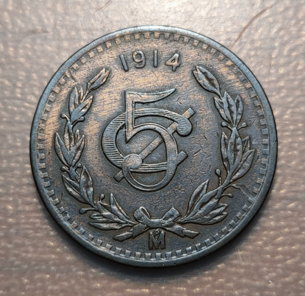 MEXICO 5 CENTAVOS 1914 MBC-/MBC FECHA ESCASA - Imagen 2