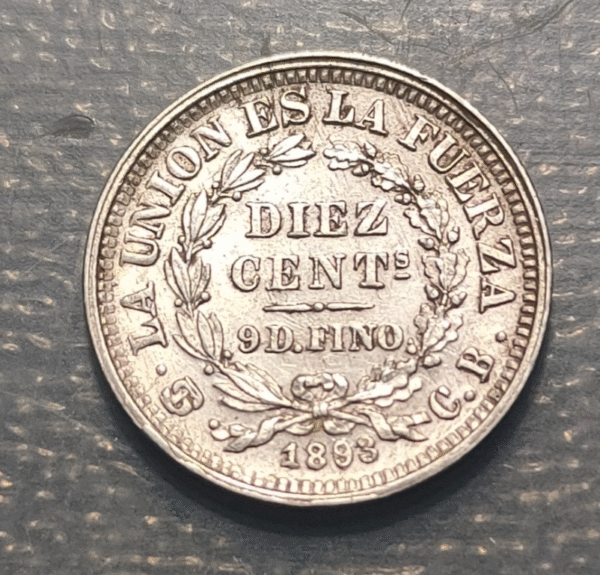 BOLIVIA 10 CENTAVOS 1893 CB EBC - Imagen 2