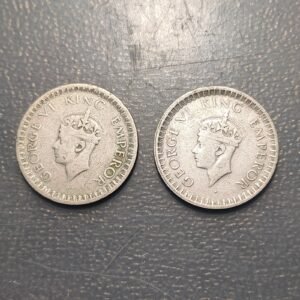 BRITISH INDIA INDIA BRITANICA LOTE 2 MONEDAS GEORGE VI 1/2 RUPIA 1/2 RUPEE