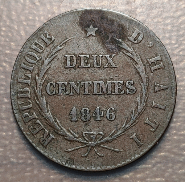 HAITI 2 CENTIMES AN 43 1846 MBC-/MBC - Imagen 2