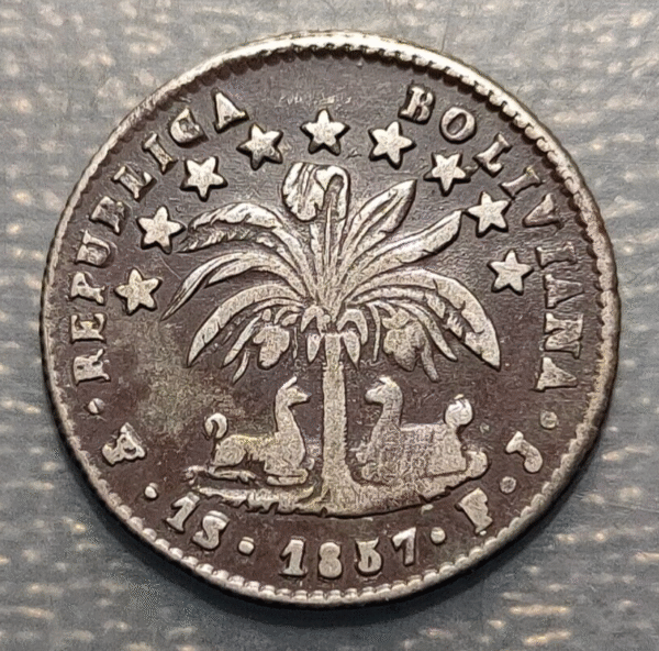 BOLIVIA POTOSI 1 SOL 1857 FJ MBC - Imagen 2