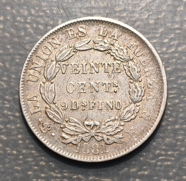 BOLIVIA 20 CENTAVOS 1881 FE MBC+ - Imagen 2