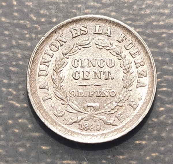 BOLIVIA 5 CENTAVOS 1889 FE EBC+/SC- - Imagen 2