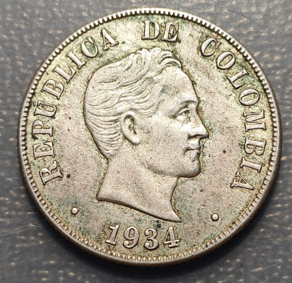 COLOMBIA 50 CENTAVOS 1934 EBC-/EBC
