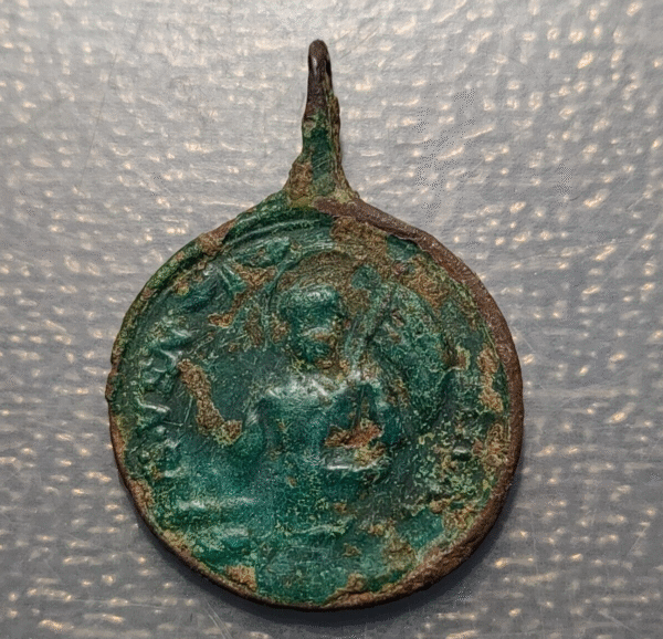 MEDALLA RELIGIOSA SAN VENANCIO SANTA ANA Y LA VIRGEN BRONCE 29x20mm