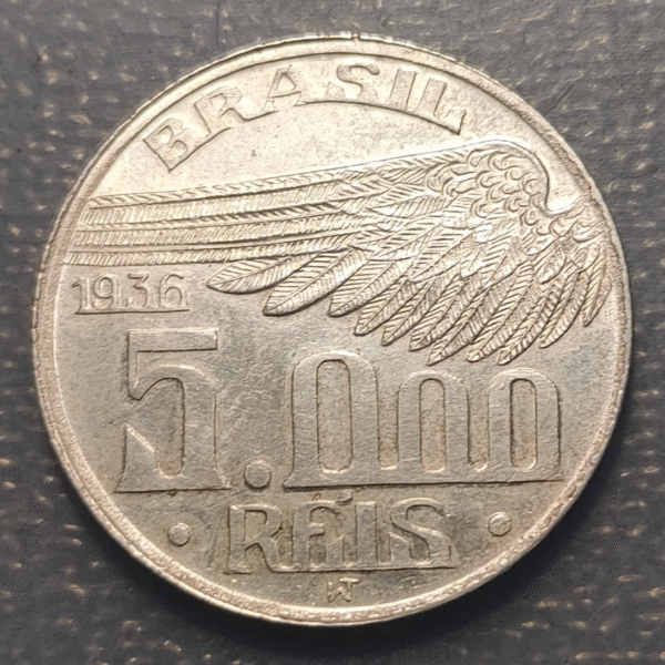 BRASIL BRAZIL 5000 REIS 1936 EBC/EBC+ - Imagen 2