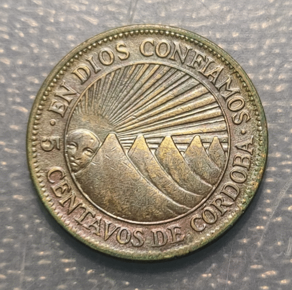 NICARAGUA 5 CENTAVOS DE CORDOBA 1943 KM 21 MBC - Imagen 2