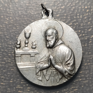 MEDALLA RELIGIOSA VIRGEN DEL PERPETUO SOCORRO SAN GREGORIO MAGNO ALUMINIO 30x26