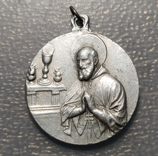 MEDALLA RELIGIOSA VIRGEN DEL PERPETUO SOCORRO SAN GREGORIO MAGNO ALUMINIO 30x26