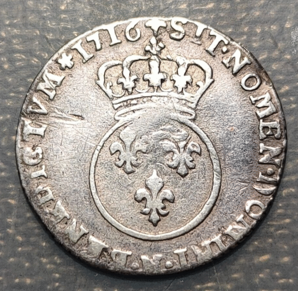 FRANCIA FRANCE LUIS XV LOUIS XV 1/10 ECU 1716 N MONTPELLIER 2,92g MBC- - Imagen 2