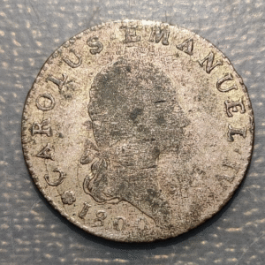 ITALIA REINO DE CERDEÑA SARDEGNA SABOYA SAVOIA CARLO EMANUELE IV 7,6 SOLDI 1800