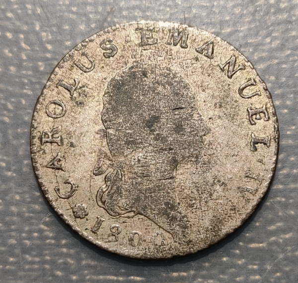 ITALIA REINO DE CERDEÑA SARDEGNA SABOYA SAVOIA CARLO EMANUELE IV 7,6 SOLDI 1800