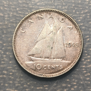 CANADA GEORGE VI 10 CENTS 1945 MBC+/EBC