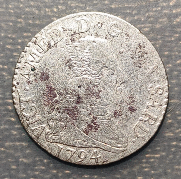 ITALIA REINO DE CERDEÑA SARDEGNA SAVOIA VITTORIO AMEDEO III 10 SOLDI 1794 BC+