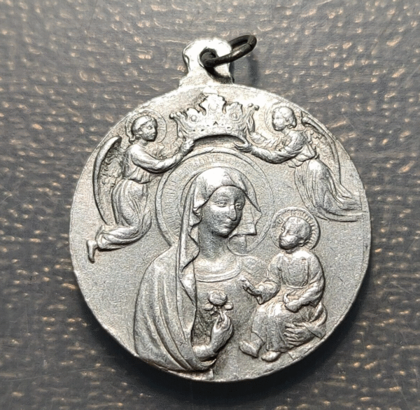 MEDALLA RELIGIOSA VIRGEN DEL PERPETUO SOCORRO SAN GREGORIO MAGNO ALUMINIO 30x26 - Imagen 2