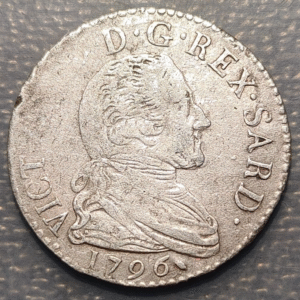 ITALIA REINO DE CERDEÑA SARDEGNA SAVOIA VITTORIO AMEDEO III 20 SOLDI 1796 MBC-