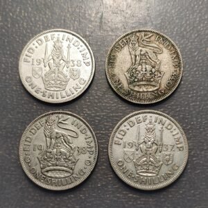 GREAT BRITAIN GRAN BRETAÑA LOTE 4 MONEDAS GEORGE V GEORGE VI SHILLING LION