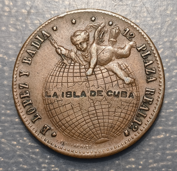 MEDALLA PUBLICITARIA ESPAÑA ALFONSO XII JOYERIA PLATERIA BARCELONA 24mm - Imagen 2