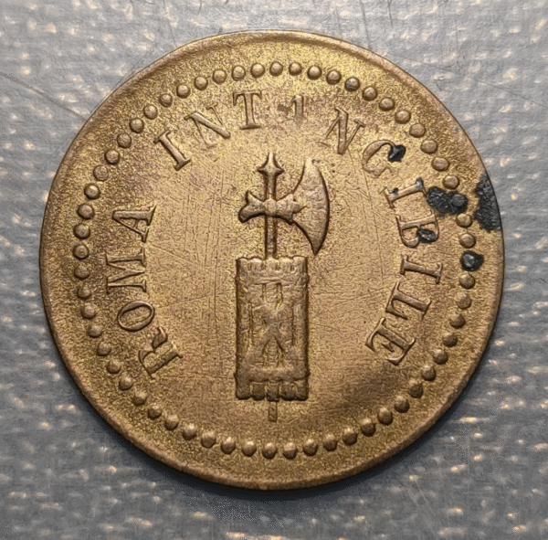 MEDALLA PATRIOTICA ITALIA ROMA AÑOS 1920-1930 "ROMA INTANGIBLE" 24mm