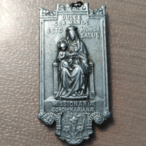 MEDALLA RELIGIOSA VIRGEN CON NIÑO CORAZON DE MARIA MIS MARIANAS 48x23 4,43g