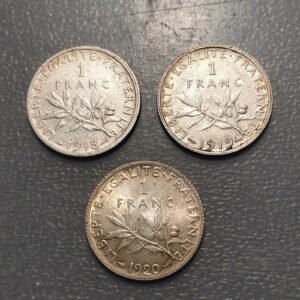 FRANCIA FRANCE LOTE 3 MONEDAS 1 FRANC 1918-1919-1920