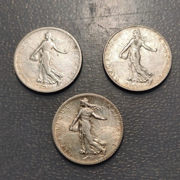 FRANCIA FRANCE LOTE 3 MONEDAS 1 FRANC 1918-1919-1920 - Imagen 2