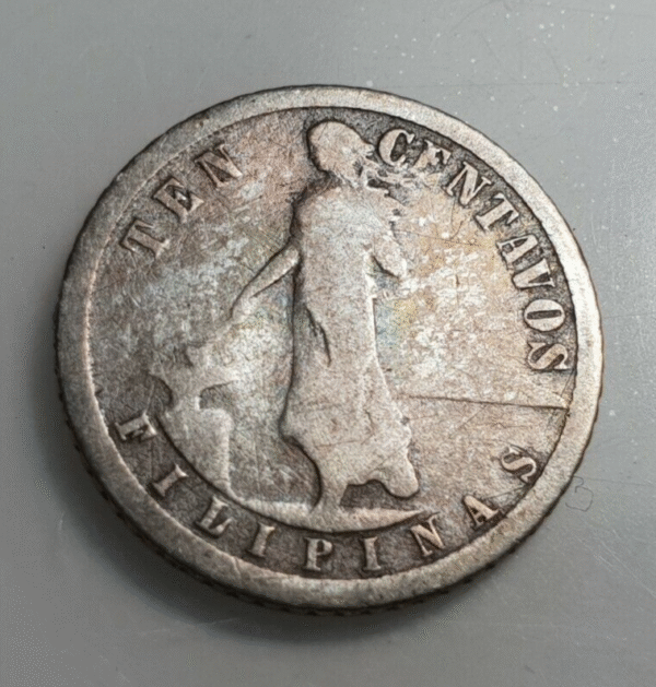 FILIPINAS PHILIPPINES ADMINISTRACION AMERICANA EE UU USA 10 CENTAVOS 1907 - Imagen 2