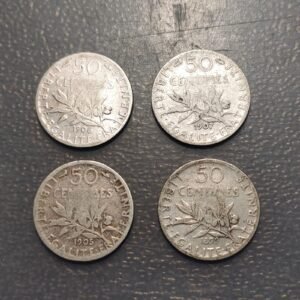 FRANCIA FRANCE LOTE 4 MONEDAS 50 CENTIMES 1899-1905-1906-1907