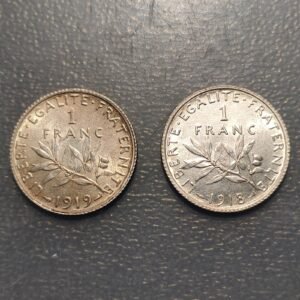 FRANCIA FRANCE LOTE 2 MONEDAS 1 FRANC 1918-1919