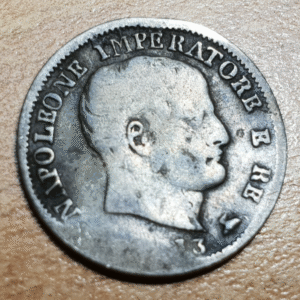 ITALIA REINO DE NAPOLEON 5 SOLDI 1813 M BC/BC+ DOBLEZ