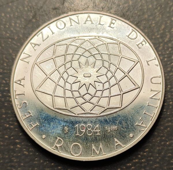ITALIA FIESTA NACIONAL DE LA UNIDAD ROMA CAPITOLIO MEDALLA 1984 PLATA - Imagen 2