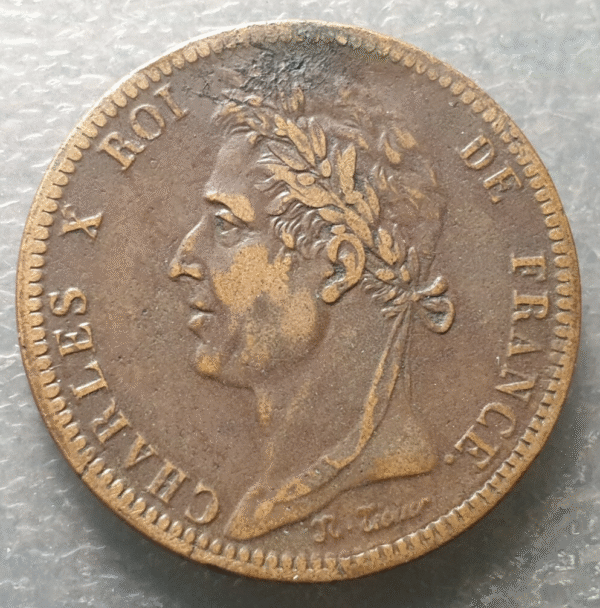 COLONIA FRANCESAS FRENCH COLONIES CHARLES X 10 CENTIMES 1828 MBC