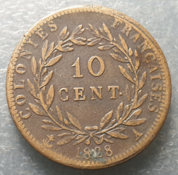 COLONIA FRANCESAS FRENCH COLONIES CHARLES X 10 CENTIMES 1828 MBC - Imagen 2