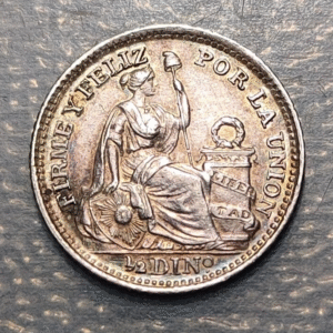 PERU 1/2 DINERO 1917 FG HIGH GRADE