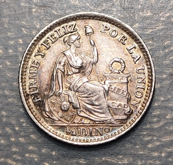 PERU 1/2 DINERO 1917 FG HIGH GRADE