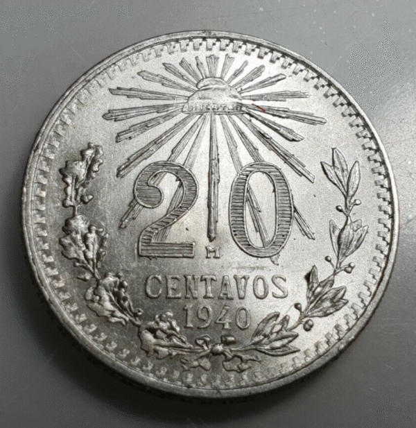 MEXICO 20 CENTAVOS 1941 SC SIN CIRCULAR UNC MUY BONITA - Imagen 2