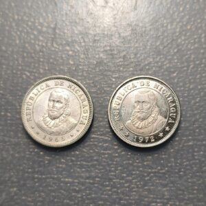 NICARAGUA LOTE 2 MONEDAS 5 CENTAVOS 1965-1972