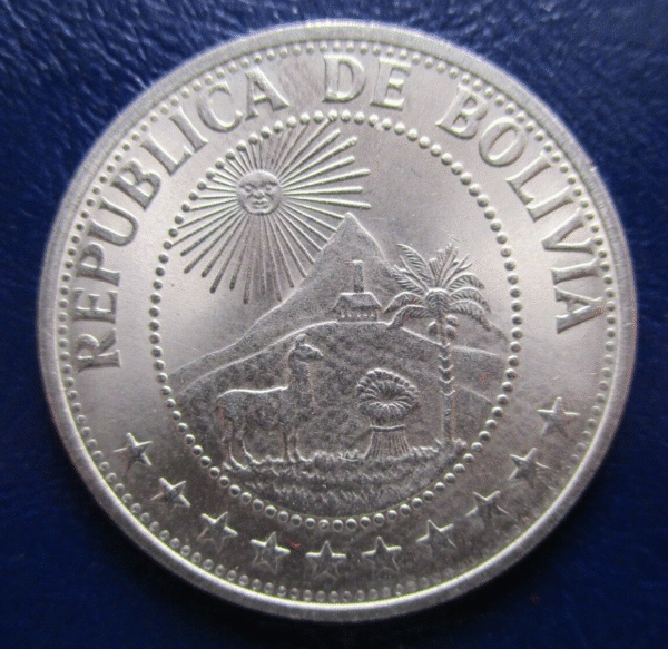 BOLIVIA 1 PESO BOLIVIANO 1968 SC UNC - Imagen 2