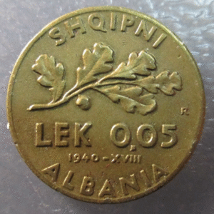 ALBANIA OCUPACION ITALIANA 0,05 LEK 1940