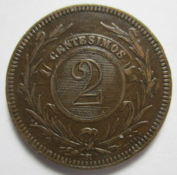 URUGUAY 2 CENTESIMOS 1869 - Imagen 2