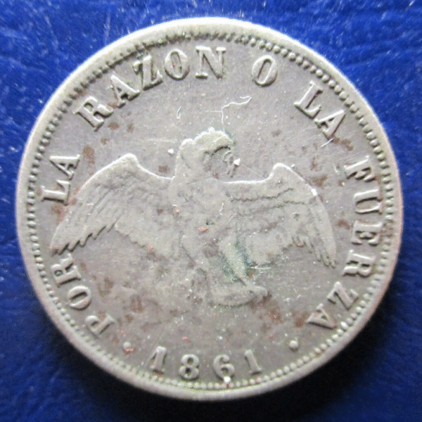 CHILE 20 CENTAVOS 1861 ESCASA