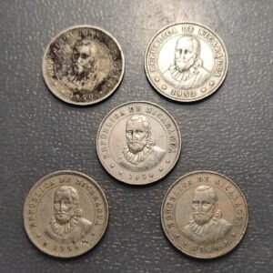 NICARAGUA LOTE 5 MONEDAS 25 CENTAVOS