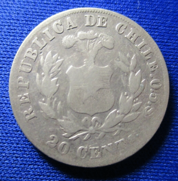 CHILE 20 CENTAVOS 1879 - Imagen 2