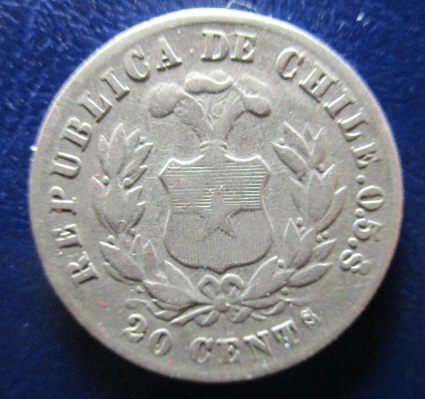 CHILE 20 CENTAVOS 1880 - Imagen 2