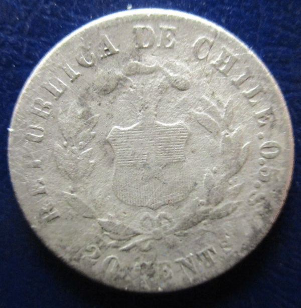 CHILE 20 CENTAVOS 1893 - Imagen 2