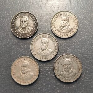 NICARAGUA LOTE 5 MONEDAS 10 CENTAVOS